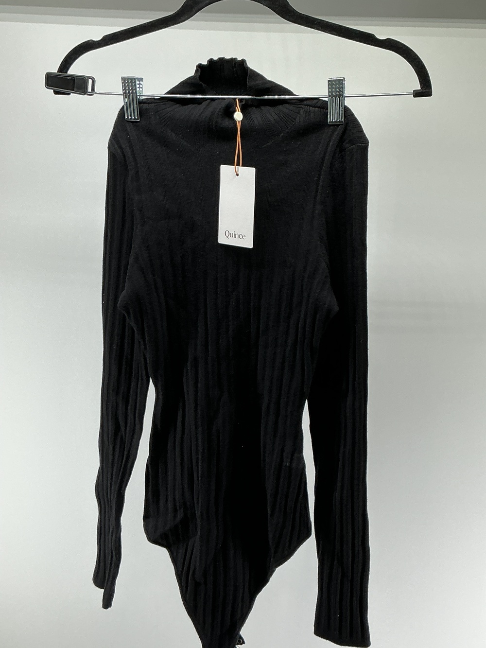 Cotton Cashmere Ribbed Turtleneck Bodysuit